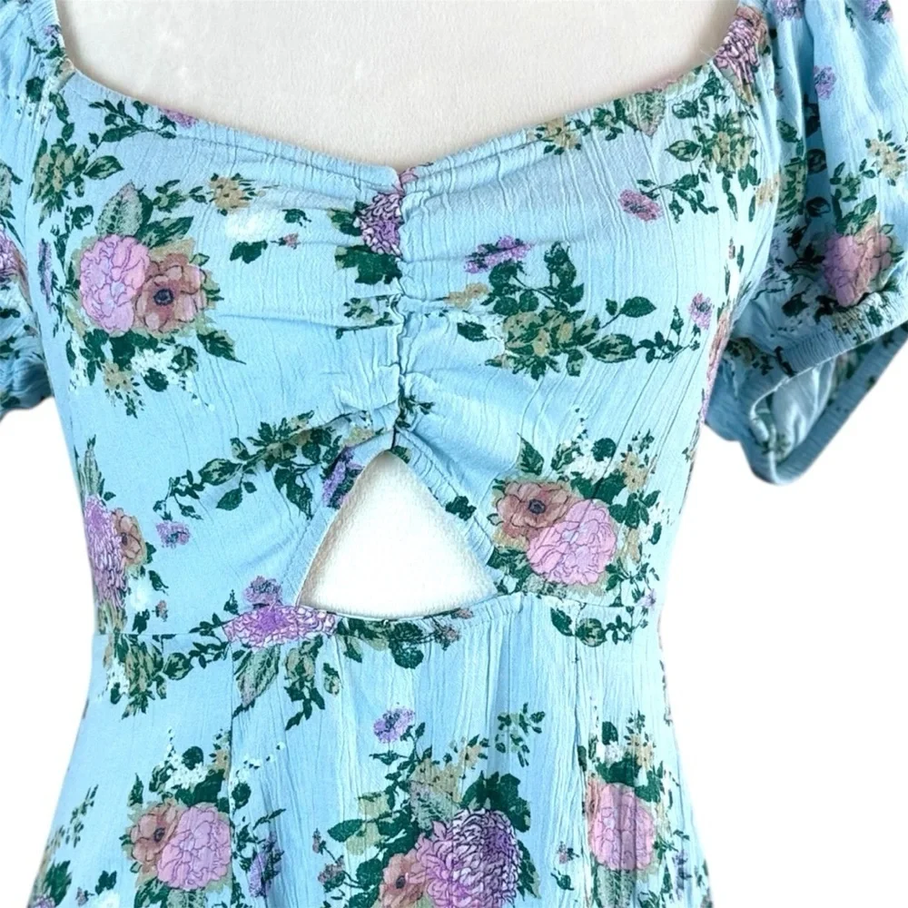 SO Women’s Blue Maxi Sundress with‎ Puff Sleeves Size S - Picture 3 of 9